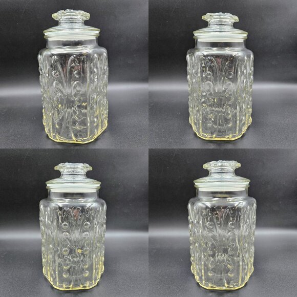 Vintage LE Smith Clear Glass Canister Atterbury Scroll Candy Cookie Jar Read - Picture 13 of 13